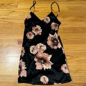 Floral black mini dress